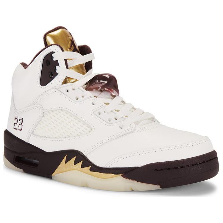Женские Air Jordan 5 Retro 'Золотой Билет' (женские размеры) Земляной / Металлический Золотой / Парус / Муслин Винтажные Баскетбольные Кроссовки DD9336 200