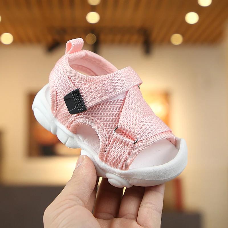 Baby Boy Sandals Black Gray Pink Canvas Infant Girl Sandals Toddler Summer Walking Shoes Newborn Sneaker Beach Shoes D04143