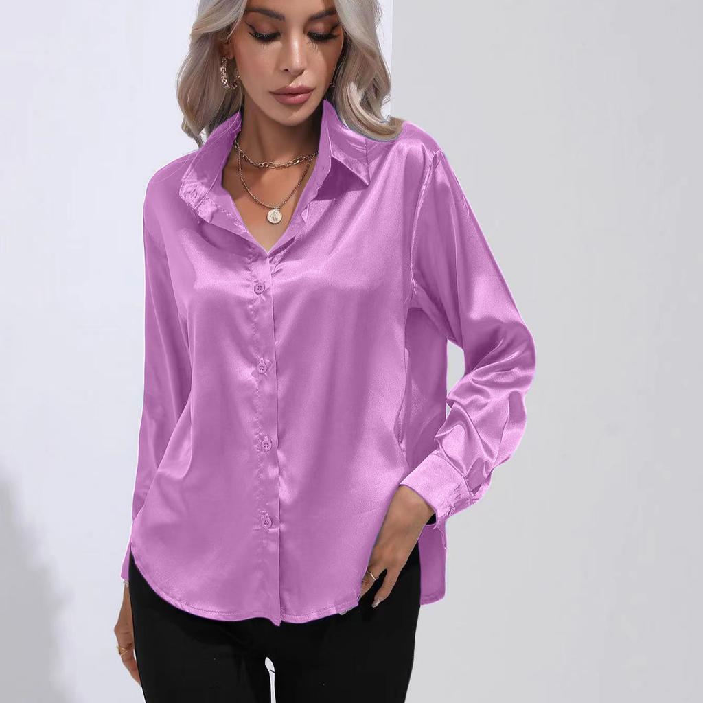 Женская простая блузка, весенний новый кардиган с V-образным вырезом, свободная рубашка с длинным рукавом и пуговицами