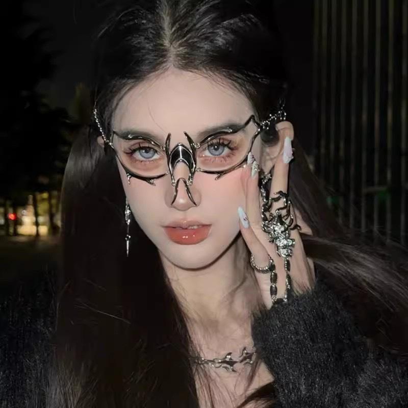 Маска Cyberpunk Metal Женская Niche Senior Аксессуары для носа Мужская Y2K Механическая Ветер Хэллоуин Cos Маска для лица Цепочка