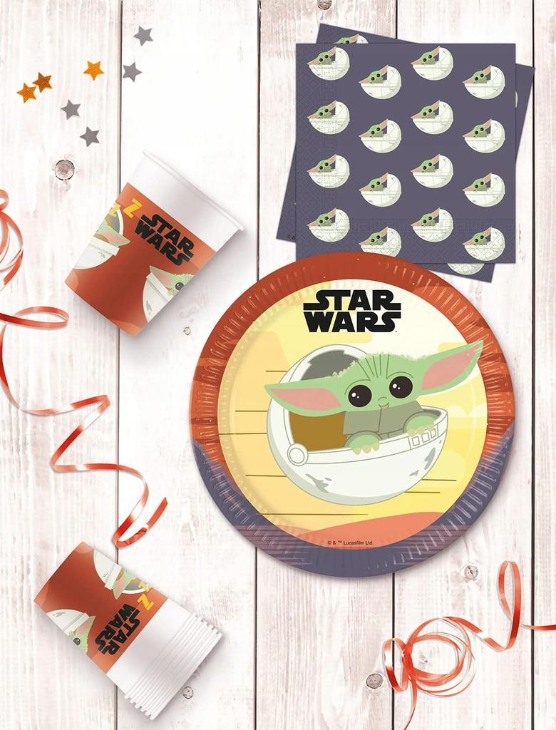 Talerzyki Papierowe Star Wars Mandalorian Baby Yoda Urodziny 23Cm 8Szt.
