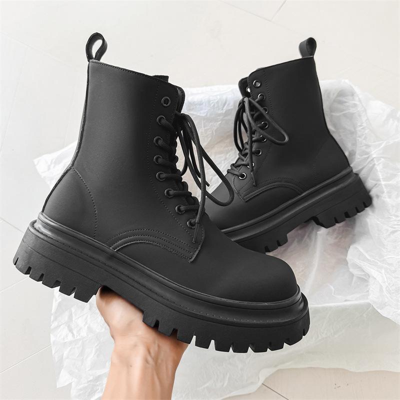 Ботинки Мартин мужские 2024 новые ботильоны на платформе в британском стиле, увеличивающие рост, высокие, кожаные деловые ботинки, рабочие ботинки 2868-J