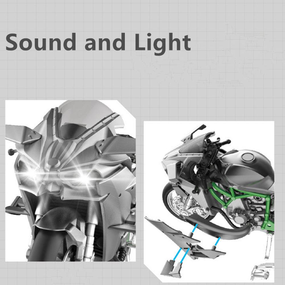 1/12 Assembly Version H2R Alloy Motorcycle Model Diecasts & Toy Metal Sound and Light Toys Car Collectibles Children’s Gifts
