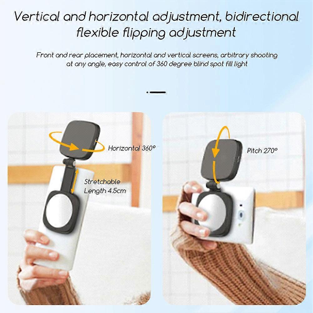 Magnetic Selfie Light with Mirror Folding LED Phone Fill Ring Light for Makeup Photography Vlog Recording