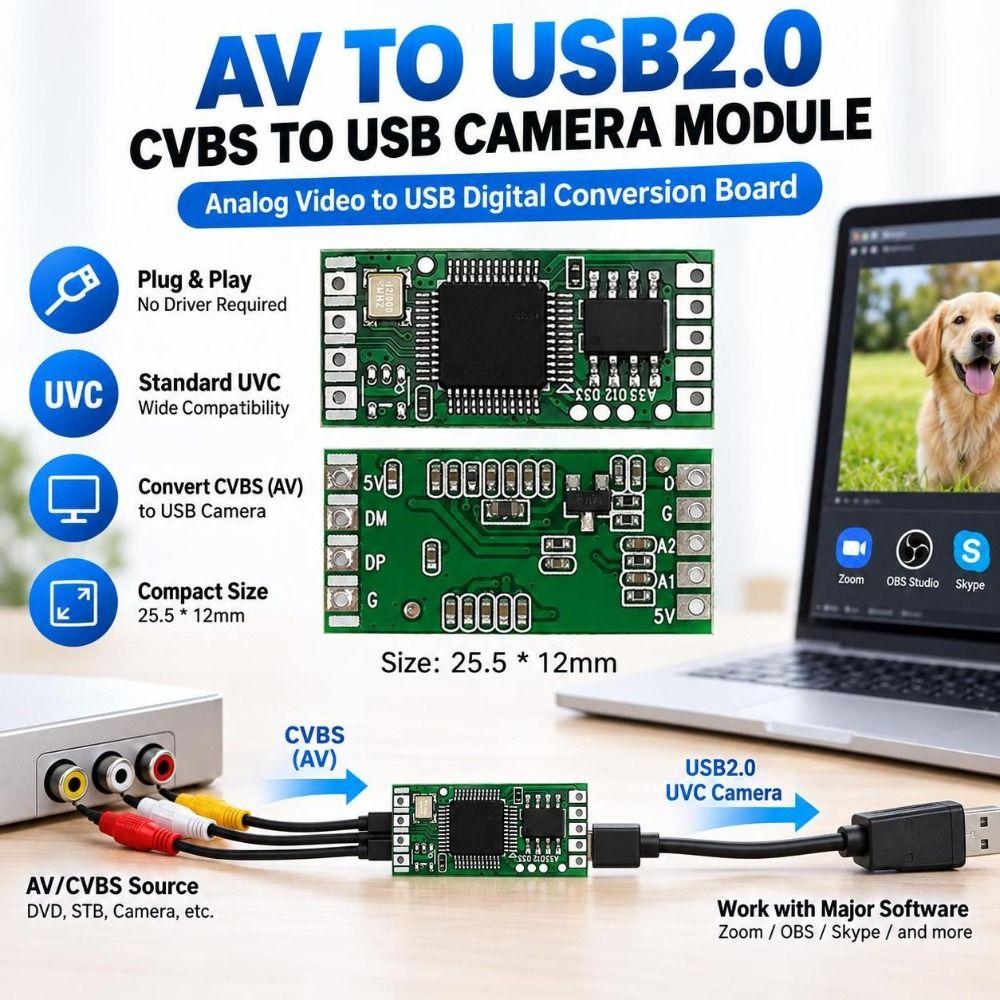 Low Latency Video Signal Converter CVBS to USB CVBS Video Adapter Camera Supplies