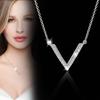 True Gold Plating Diamond V -shaped Pendant Clavicle Chain Rose Gold Necklace Female