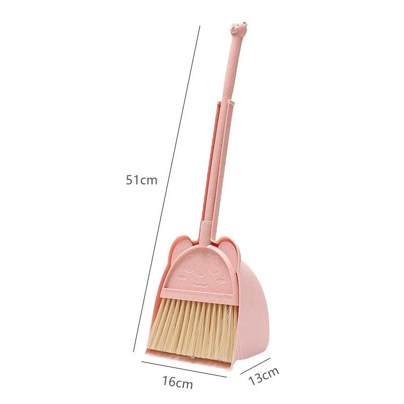 Cleaning Childrens Play Mop Set With Reusable Dustpan Flat For Educational Tool