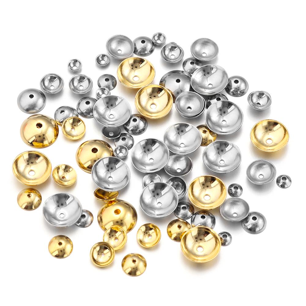 50-100pcs/lot 3 4 5 6 8mm Stainless Steel Round Bead Caps Spacer Beads For Jewelry Making DIY Charms Bracelet Supplies Accessory