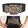 Retro Wide Waistband for Women Elegant Wild Style Belt with Leopard Print Retro Wide Girdle Belt Stylish Accessory