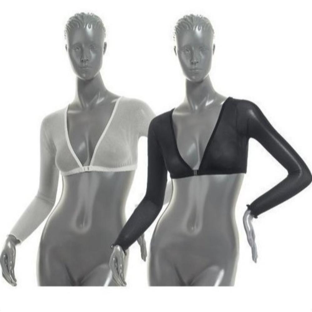 Mesh Navel Exposed Long Sleeved Acrylic Fibers Arm Wrap Portable Mesh Chest Support Top