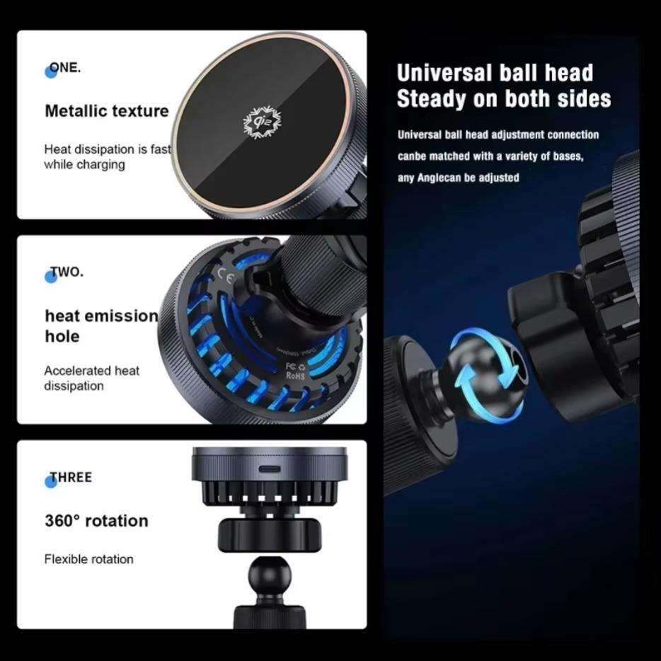 Автомобильное беспроводное зарядное устройство с ледяным охлаждением Qi2, магнитное, с быстрой зарядкой, автомобильный держатель для телефона, подставка, крепление для Magsafe IPhone 16 15 14 13 Pro Max