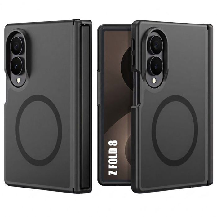 Coque pour Samsung Galaxy Z Fold 8, Protection avec Anneau Magnétique - Translucide Noir