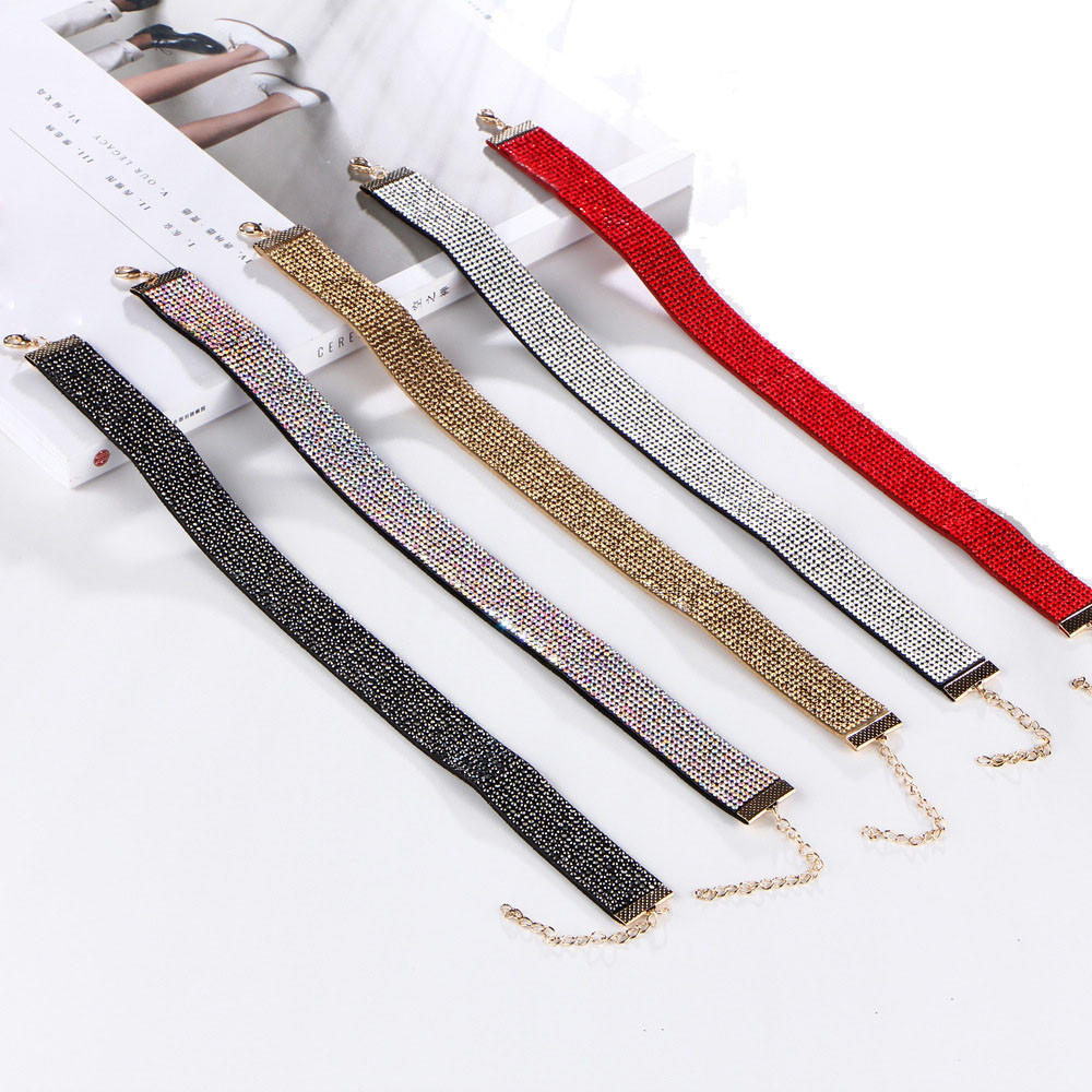 Женщины Алмазное колье Кристалл Rhinestone Очарование Дамы Ювелирные изделия Бархатное ожерелье