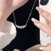Pink Diamond Love Necklace Women's Light Luxury Temperament Angel Heart Stainless Steel Clavicle Chain Girl Zircon Necklace