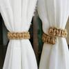 1pc Hanging Decorative Curtain Buckle Twist Knotted Tied Strap Braided Curtain Holdback Rope Jute