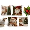 Christmas Pillow Cover Christmas Linen Pillowcase Autumn Decoration Snowman Pillow Covers For Chair Sofa Bedroom Living Room