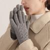 Women Winter Knitted Gloves Thick Fleece Lined Warm Gloves Solid Color Touch Screen Gloves