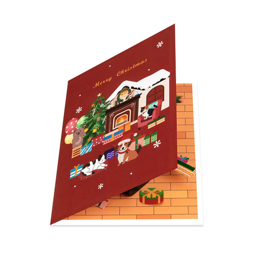 Christmas House Greeting Cards Colorful 3D Pop Up Christmas Cards Set Handmade Holiday Greetings For New Year