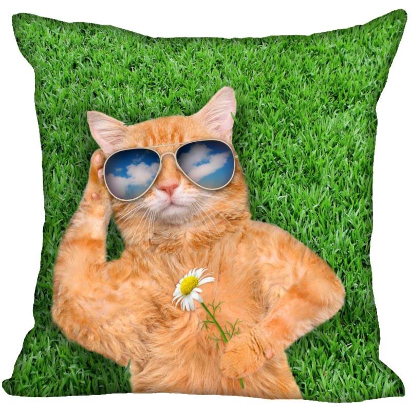 Спальня Домашний Офис Декор Наволочка Квадратная Забавный Кот Животное