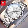 OLEVS 7090 New Automatic Watch for Men Luxury Brand Original Minimalist Style Dual Calendar Waterproof Business Mechanical Watch