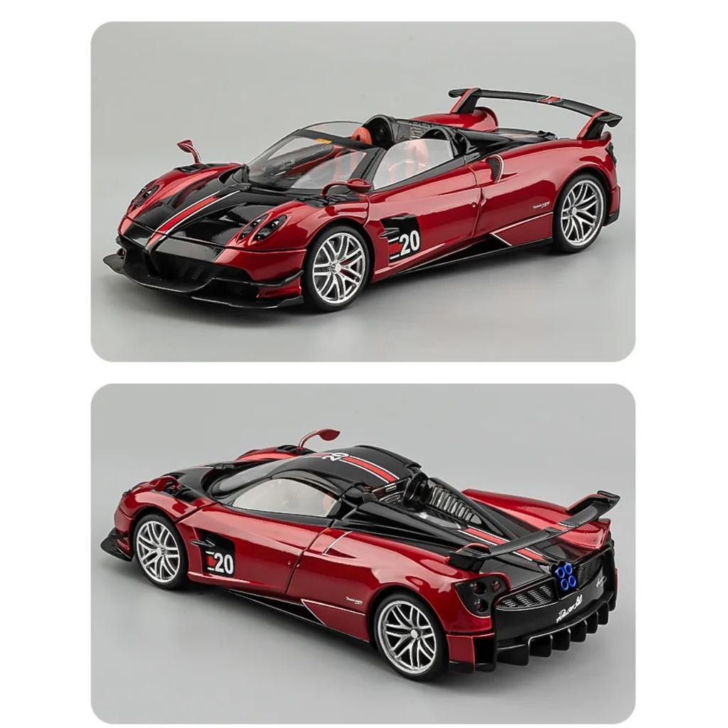 1/18 Модель спортивного автомобиля Pagani Huayra Cool из сплава, Имитация деталей интерьера, Крутое освещение и звуковые эффекты, Изысканные настольные украшения