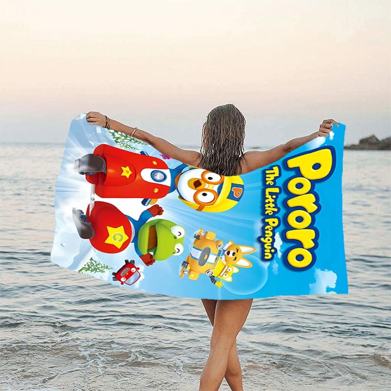 1 шт. Пляжное полотенце Pororo1, Оборудование для пляжа, побережья и бассейна, Модный рисунок, Прямоугольное, Незаменимое в путешествии