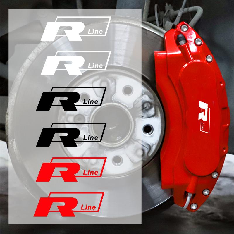 XMZSA1 4Pcs Car Caliper Sticker Tire Brake Cover Body Decals for Volkswagen VW Rline Golf 7 Polo Passat GTI Bora Jetta Scirocco Tiguan