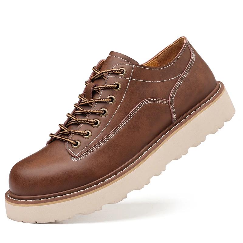 Повседневные туфли-оксфорды из натуральной кожи для мужчин, с круглым носком, деловые туфли ручной работы, туфли на плоской подошве для отдыха, прогулок, нарядная обувь