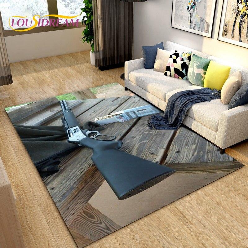 3D винтовка, пистолет, револьвер, коврик с героями мультфильмов, коврик для гостиной, спальни, кухонный коврик, противоскользящий коврик для ванной комнаты