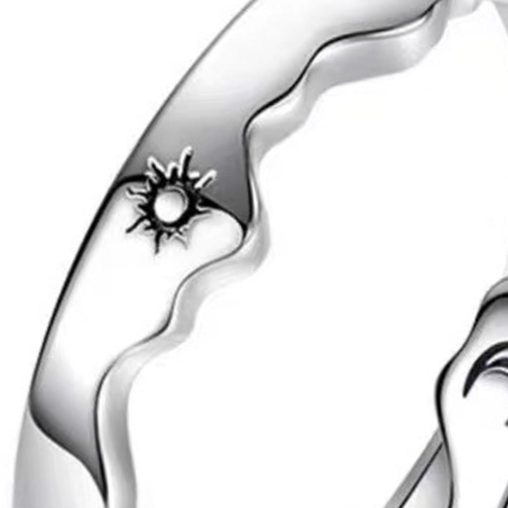 2pcs Sea Open Ring Set Adjustable Personalized Sun Couple Open Ring for Men Women Dating