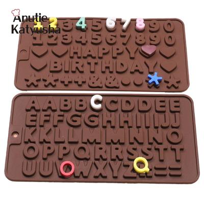 Силиконовая форма для шоколада, 26 букв и цифр, инструменты для выпечки шоколада, антипригарная силиконовая форма для торта, форма для желе и конфет, 3D форма «сделай сам»