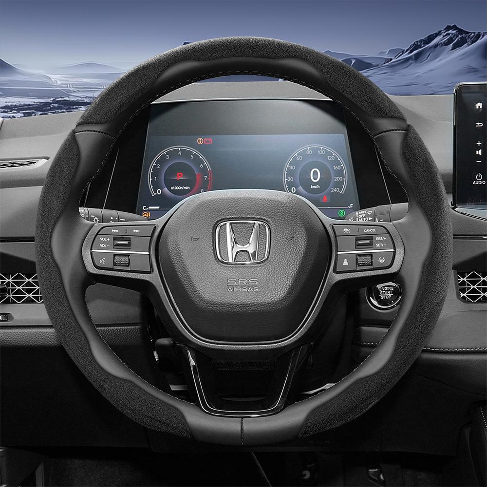 Подходит для Honda Спортивная крышка рулевого колеса из замши с раздельной защелкой для Cr-V Civic Hr-V Zr-V Vezel City Amaze Fit Jazz Accord