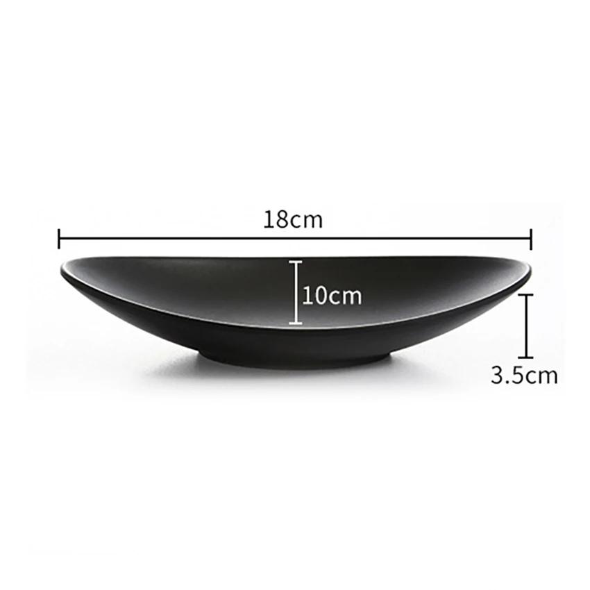 Dessert plate1Pcs Food Dishes Deep Plate Oval Ingot Plate Frosted Black Hotel Seafood Sushi Plate Imitation Porcelain Tableware