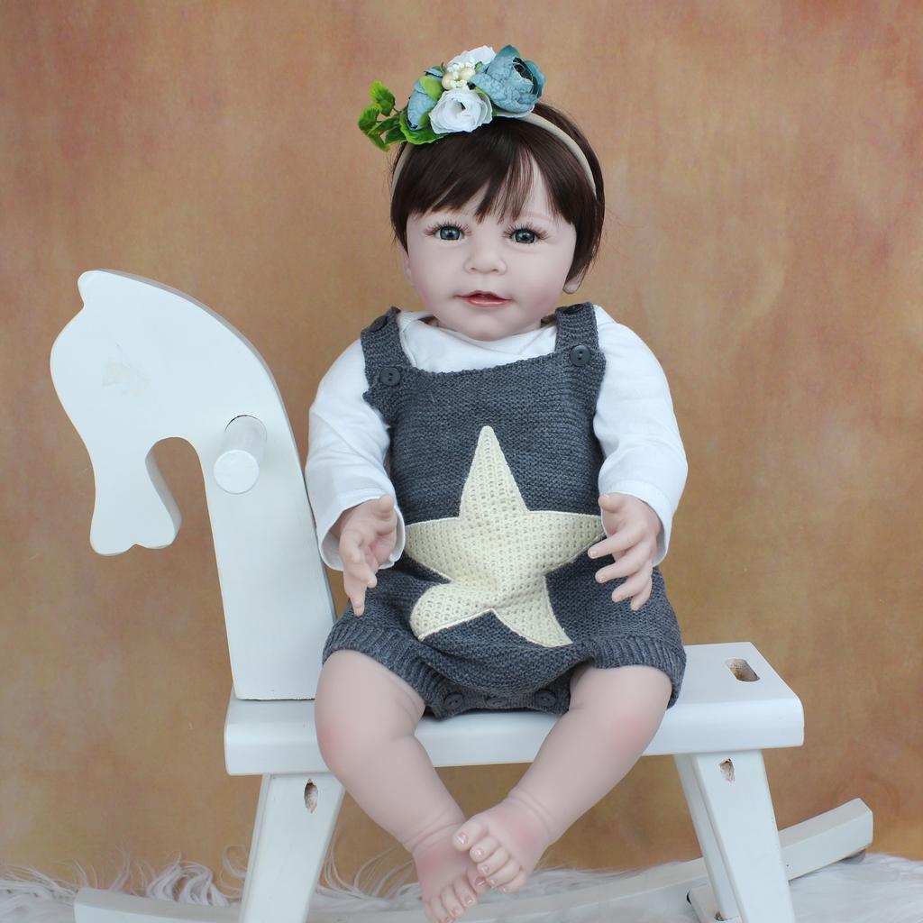 BZDOLL 55 CM Soft Silicone Reborn Baby Girl Doll Toy Like Real Cloth Body Realistic 22 Inch Lisa Princess Toddler Dress Up Bebe