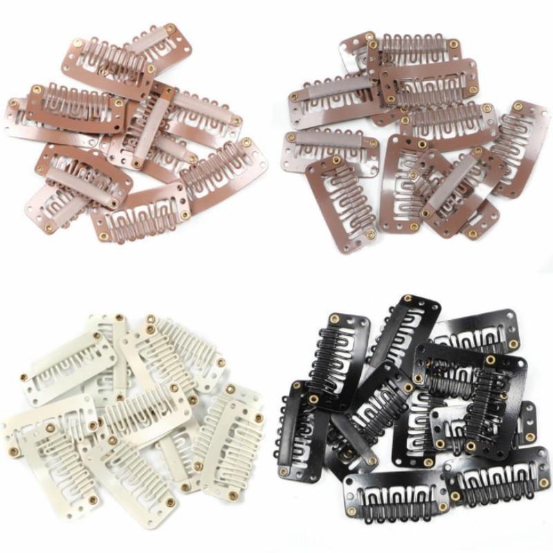 10pcs Clip In Hair Extension Wig Clips Women Mens Hair Bangs Snap Hair Clips for Extensions Metal Comb for Closure Accessories