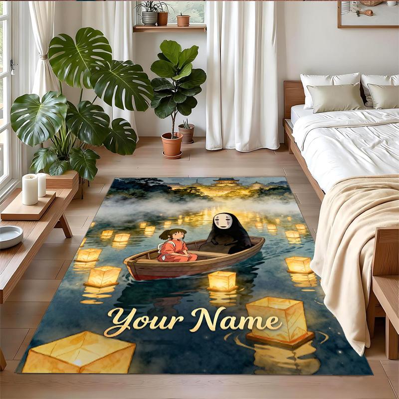 Crystal Velvet Rug Custom Name Text, Soft Non Slip Floor Mat Home DecorSpirited Away