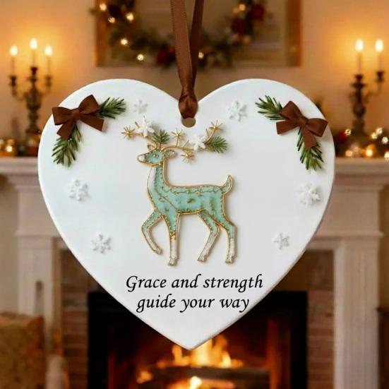 Рождественское украшение в форме сердца Искреннее Перо/Стрекоза/Олень/Цветок Рождественское украшение Вдохновляющий акриловый сувенир для елки Праздничный декор
