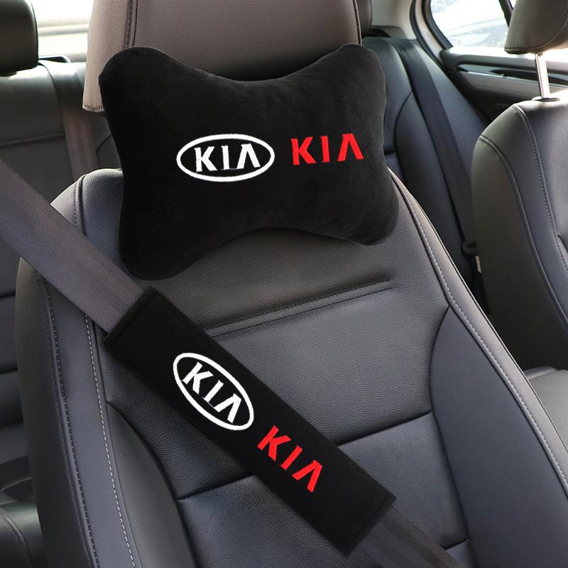 cnxmpr1 Set Car seat Neck Pillows with Seat Belt Cover Comfort Rest Travel Cushion for KIA Rio ceed sportage cerato soul sorento K3 K5