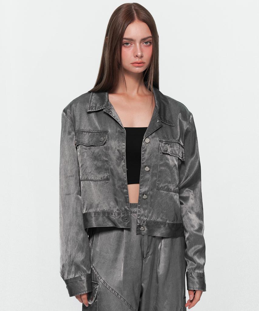 UUM Gloss Bio Crop Jacket Gray