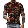 Terrifying Skull 3D Printed Short Sleeved T-shirt Summer Breathable Polyester Simple Round Neck Top