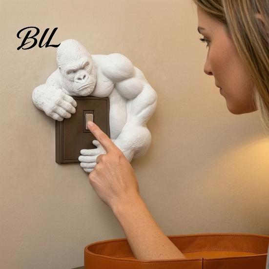 Decorative Switch Panel Cover 3D Gorilla Decoration, Orangutan Wall Light Cover, Animal Plate Sculpture for Home Bedroom Living Room Artistic Decor