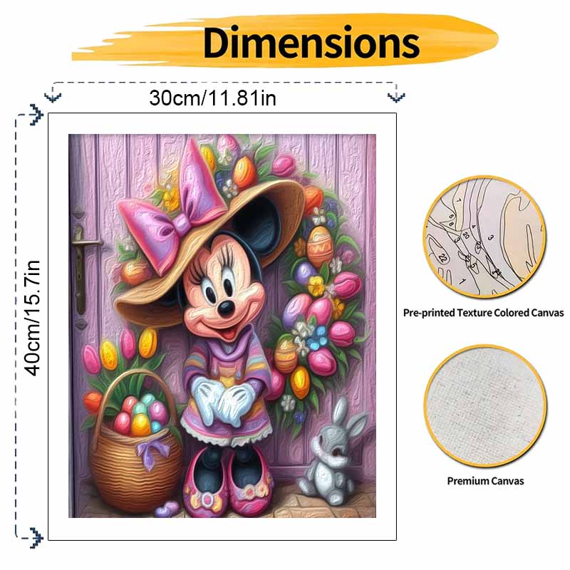 Disney Easter Minnie Mouse Oil Paint Hand Painting Kit Decoration Classic Style Home Decor Vibrant Floral Bunny Art Craft Wall Gift