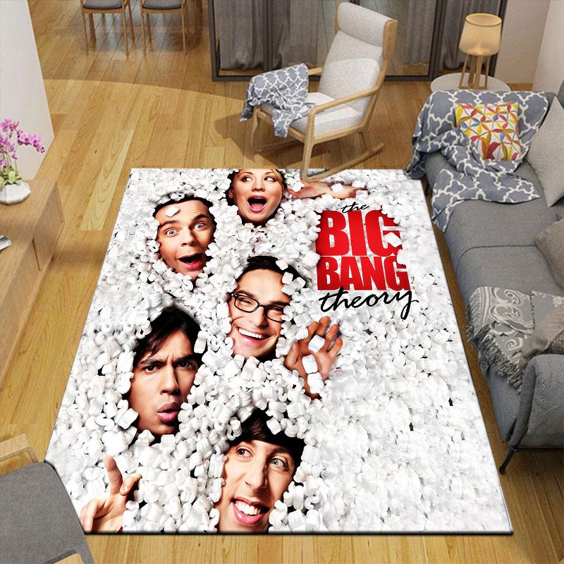 The Big Bang Theory Flannel Printed Carpet, Home Sofa Decoration for Living Room & Bedroom, Non‑Slip Play Flannel Floor Mat for Game Room