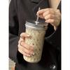 1 шт. Стеклянная чашка большой вместимости в стиле инс с крышкой и соломинкой для американского кофе и латте