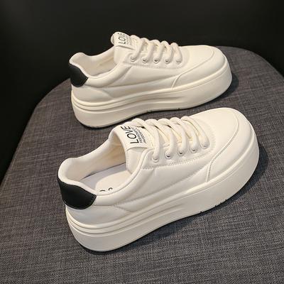 Белые туфли на платформе из натуральной кожи, женская обувь, весенние новинки, увеличивающие рост, кроссовки, универсальная повседневная обувь, женские кроссовки