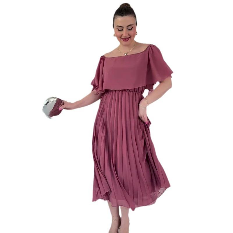 2024 Европейско-американское женское платье на одно плечо с высокой талией из сетки, длинное