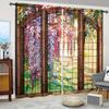 2pcs Vintage Sunflower Print Curtain Digital Printing Living Room Curtains, Grommet Top Rod Pocket Hook Curtains