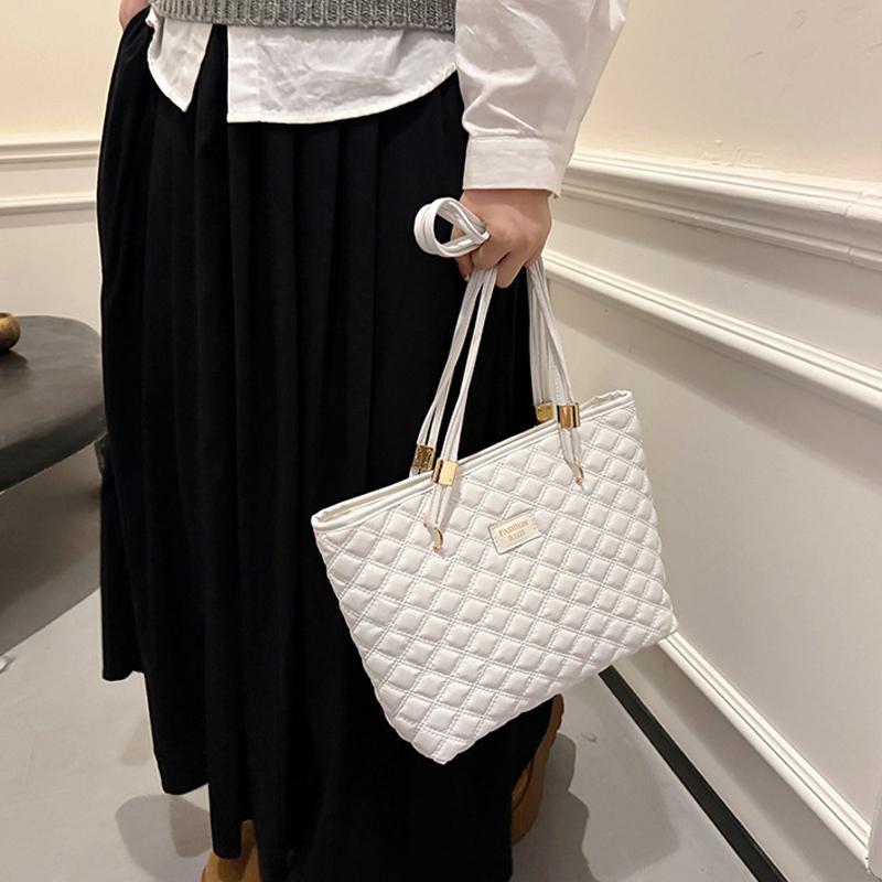 Large Capacity Sweet Tote Bag Rhombus Design Shoulder Commuter Bag For Women Casual Travel Shopper Handbags KTY