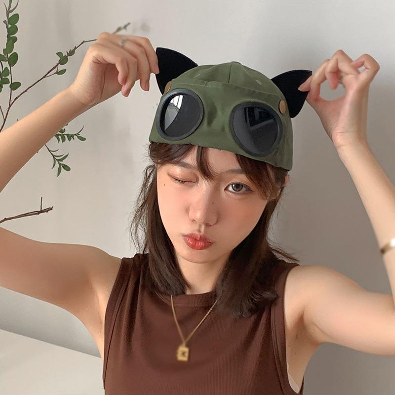Солнцезащитные очки Женская шляпа Бейсболка Милая с кошачьими ушками Очки-авиаторы KTB