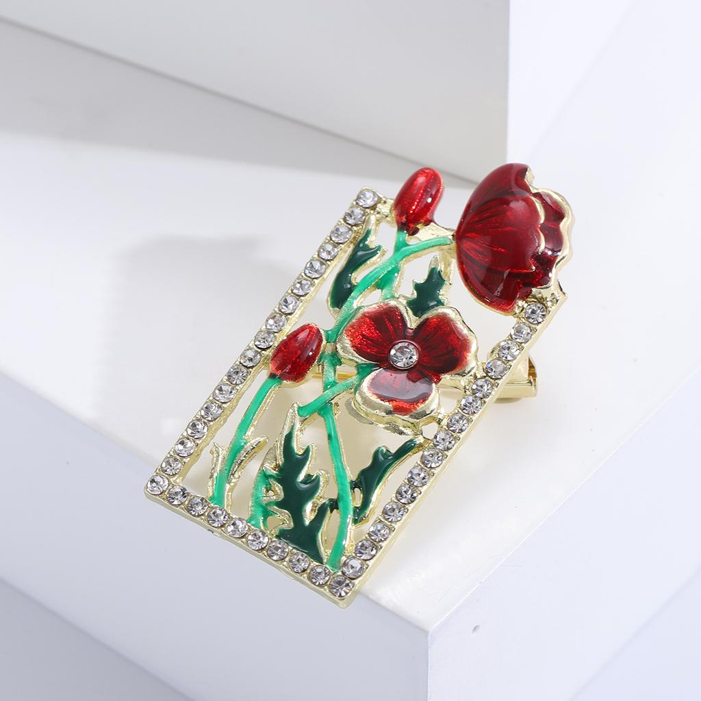 Boutique Enamel Oil Drop Flower Brooch Fashion Anti-Light Buckle Pin Classical Temperament Clothing Accessories Corsage